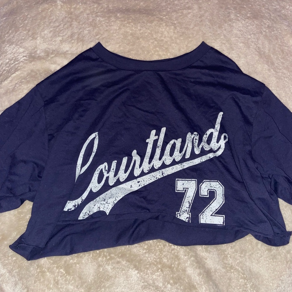 Navy Blue Graphic Tee crop top